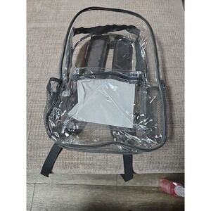 Moda West Clear Backpacks With Gray Trim Front/Side Pockets